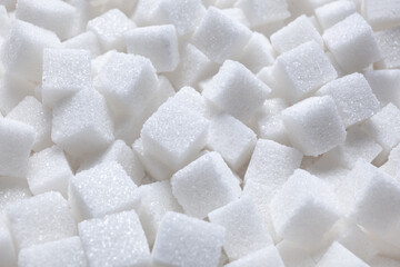 Rafinated sugar. Textured white background from sugar cubes. - obrazy, fototapety, plakaty