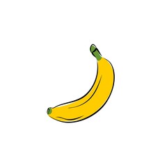Banana in doodle style. Hand-drawn banana. Vector illustration