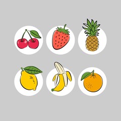 Hand drawn fruits and berries. Vector illustration