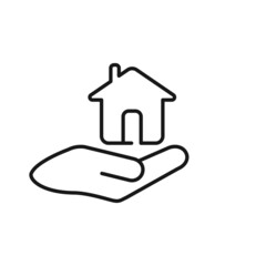 Fototapeta na wymiar Home insurance line icon, Home insurance editable stroke outline icon, high quality vector symbol for mobile app.