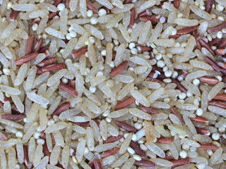 Brown rice-quinoa and rice mix close-up (macroscopic photo) - Texture background - Food