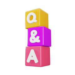 Stacked Question and Answer 3D Illustration SIde View