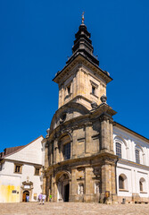 Fototapeta na wymiar Holy Trinity Basilica within Benedictive Abbey on top of Lysa Gora, Swiety Krzyz mountain in Swietokrzyskie Mountains near Nowa Slupia village in Poland