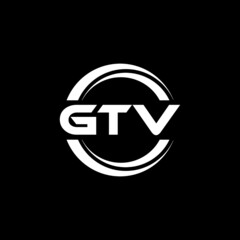 GTV letter logo design with black background in illustrator, vector logo modern alphabet font overlap style. calligraphy designs for logo, Poster, Invitation, etc.