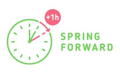 Outline vector icon with text spring forward.
