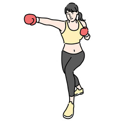 スポーツウェアを着てボクササイズをしている女性