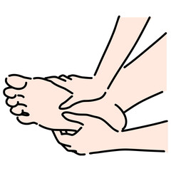 足の裏のツボ押し、マッサージをしているイラスト