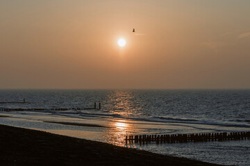 sunset zeeland netherlands near westkapelle