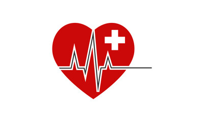 heart shape with a cross shape for medical logo. unique logo for clinic, hospital or pharmaceutical.