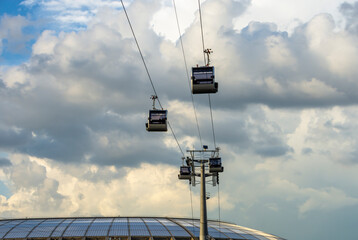 Moscow, Russia - june 2022: View cable car on Sparrow Hills