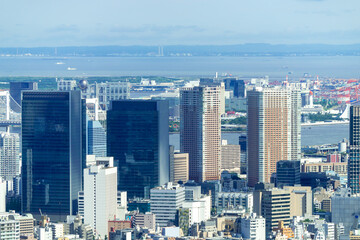 Obraz premium 東京風景 田町 お台場 東京湾方面