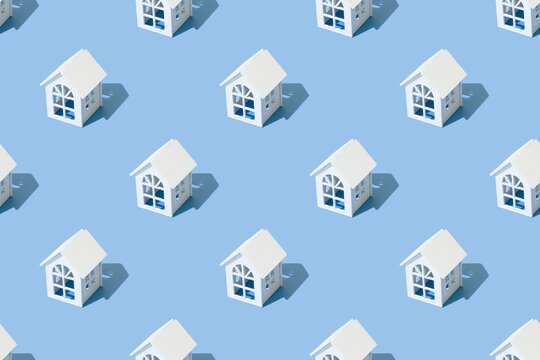 Seamless pattern of white houses