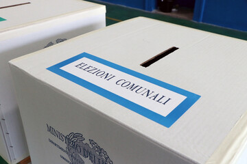 Italian elections. Ballot box for municipal elections. Elections of the mayor. Italian politics.