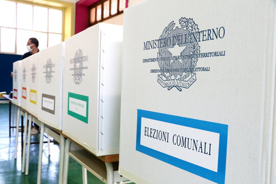 Italian elections. Ballot box for municipal elections. Elections of the mayor. Italian politics.