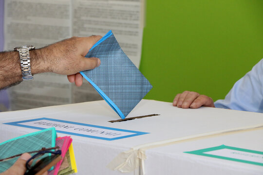 Italian elections. Ballot box for municipal elections. Elections of the mayor. Italian politics.