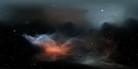 360 degree full sphere panoramic space background with starfield and nebula, equirectangular projection, environment map. HDRI spherical panorama © Peter Jurik