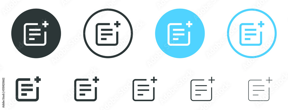 Poster Add new list icon vector file document with plus symbol, create new report icon add to lists sign