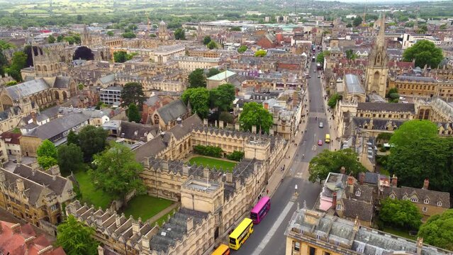 Oxford High Street in the University district from above - travel photography