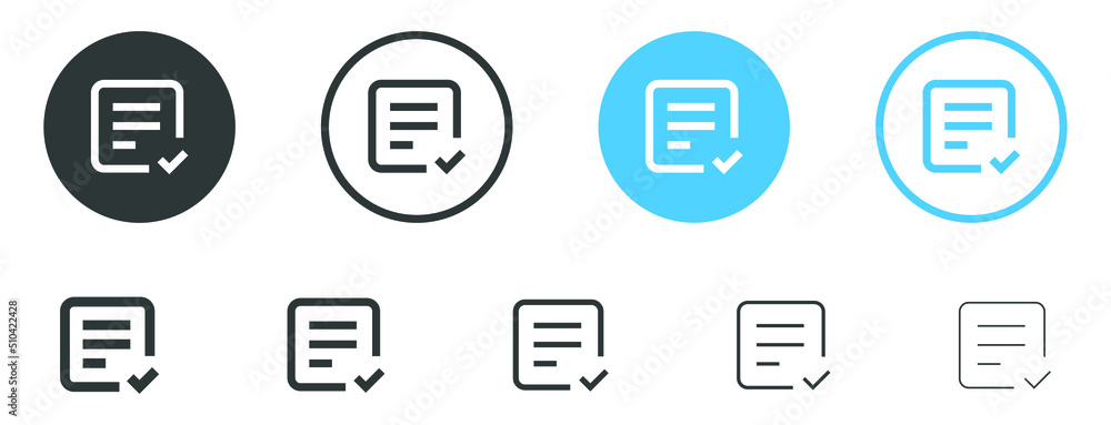 Aufkleber checklist icon, file document icon with check mark tick icon - clipboard box checked. check list squ