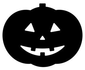 ハロウィンのカボチャのシンプルなシルエットイラスト（ジャックオーランタン）