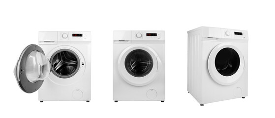 Washing machine set isolated on white background - obrazy, fototapety, plakaty