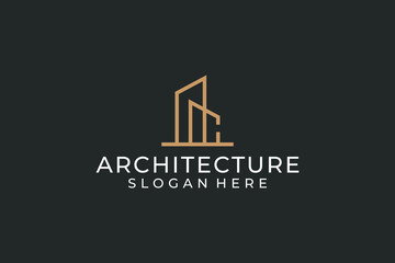 Architecture line art construction logo vector