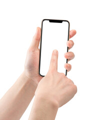 スマートフォンを人差し指でタッチ操作・スマホと手