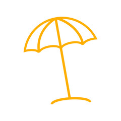 Summer beach umbrella, holiday, travel, ocean and vacation line icons for web and print isolated on white background.