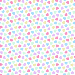 Vector colorful seamless mosaic pattern with hearts. Repeatable delicate background. Cute love print