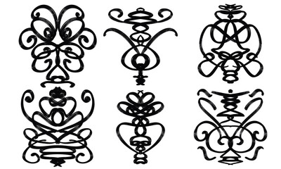 symmetrical black ornaments without a background
