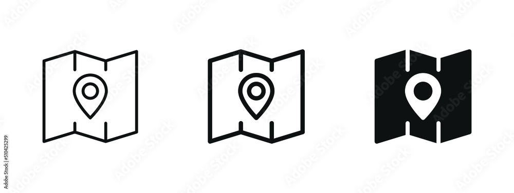 Aufkleber paper map icon, location pin pointer icon - gps maps position marker icons in filled, thin line, outline and stroke style for apps and website