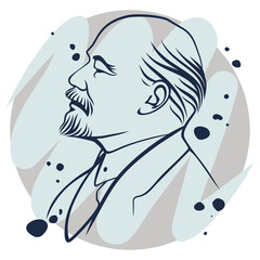 Revolutions in Russia in 1917. Vector portrait of the Russian revolutionary and founder of the USSR - Vladimir Lenin. A hand-drawn sketch on June 10, 2022 in Tula.