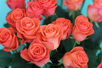 Salmon color rose bouquet