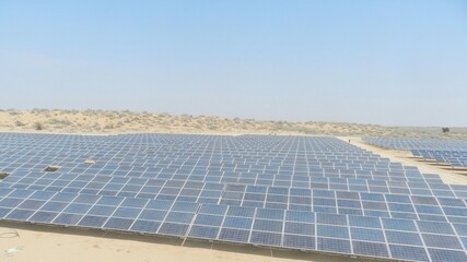 Solar power is the conversion of renewable energy from sunlight into electricity this plant is situated in Rajasthan, India