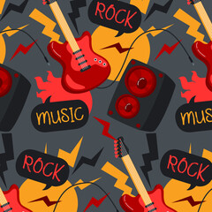 Obraz premium Guitar With Speaker, Rock Music, Pattern, Vector, Illustration