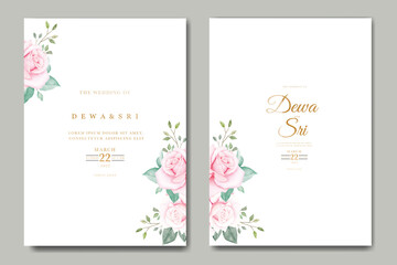 Fototapeta na wymiar Elegant Floral watercolor Wedding Invitation Card