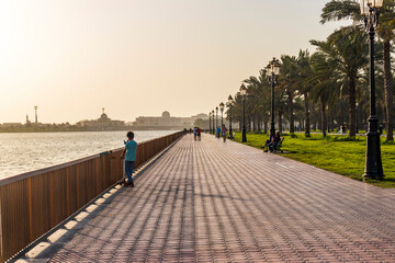 Sharjah, UAE - 02.06.2021 - People enjoying day out at Noor island area. Outdoors