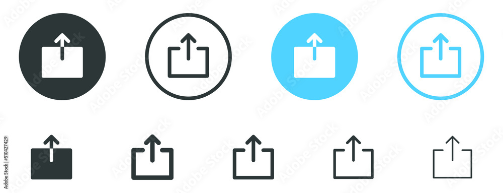 Poster upload icon symbol swipe up icon button. Scroll arrow up icon sign - uploading file icon button, send, export icons
