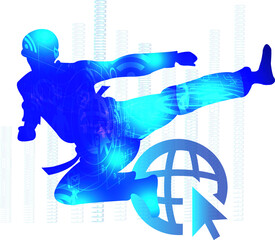 Taekwondo logo design. Sport science technology concept. Vector illustration.