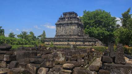 The exoticism of Mendut Temple in Indonesia with a beautiful blue sky background, is a Buddhist temple. Mendut Temple was founded during the reign of King Indra of the Syailendra dynasty. © Sukma Rizqi
