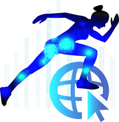 Running logo design. Sport science technology concept. Vector illustration.