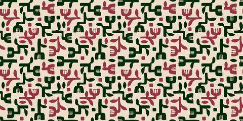 Fototapeta premium Floral illustration background. Seamless pattern.Vector. 花のイラストパターン