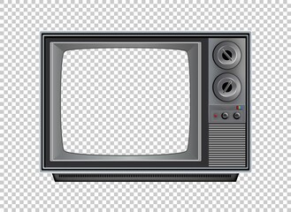 Vector retro television mock up isolate on transparent grid