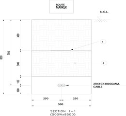 Cable trench drawing for laying 300Sq mm DC cable