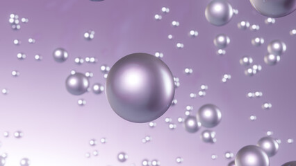 3D rendering Cosmetics Purple Serum bubbles on defocus background. Collagen bubbles Design. Moisturizing Cream and Serum Concept. Vitamin for personal care and beauty concept. 