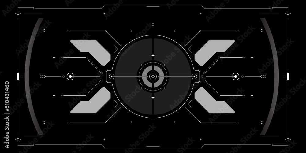 Fototapete HUD Screen UI System Dashboard Display Panel Vector. Abstract Cockpit, Radar Virtual Cyber Control Display Concept For Game App UI Illustration.