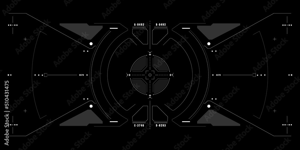 Aufkleber HUD futuristic frame element user spy interface control monitoring for drone, space ship, cockpit vector design.