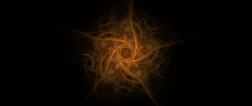 Digital Fractal Render exquisite pattern showing mathematical radial symmetry and smooth flowing radial lines widescreen - technology concept