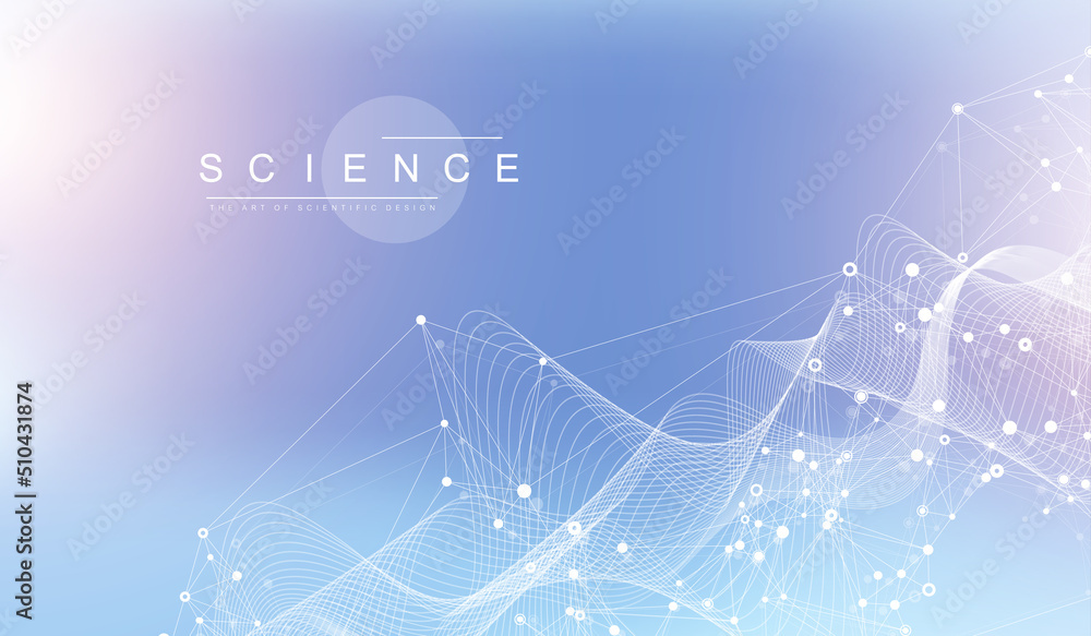 Leinwandbilder Geometric abstract background with connected lines and dots. Connectivity flow point. Molecule and communication background. Graphic connection background for your design. Vector illustration.