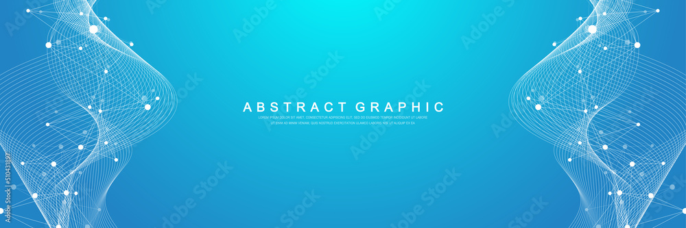 Poster Global communication network concept. Social network communication in the global business. Big data visualization. Internet technology. Vector illustration.